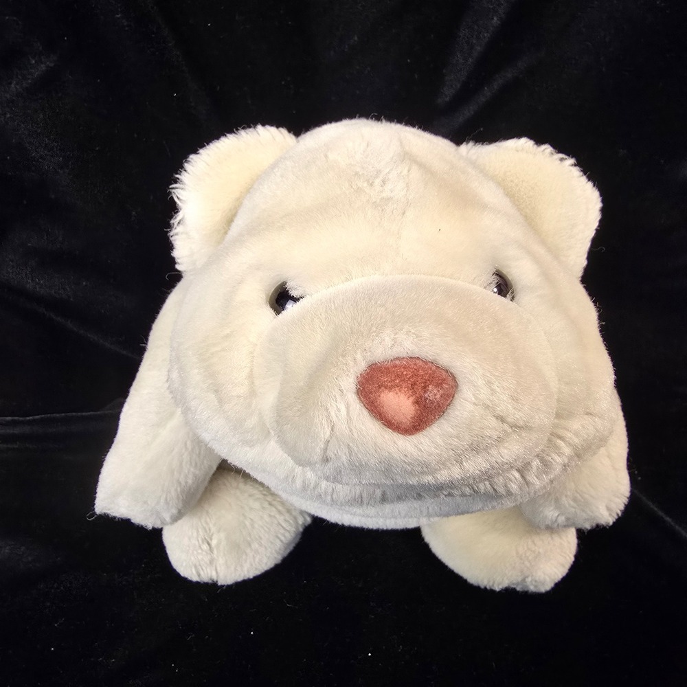 Vintage 1980 Gund Polar Bear Plush Stuffed Animal Cream White 8 Inch Sitting